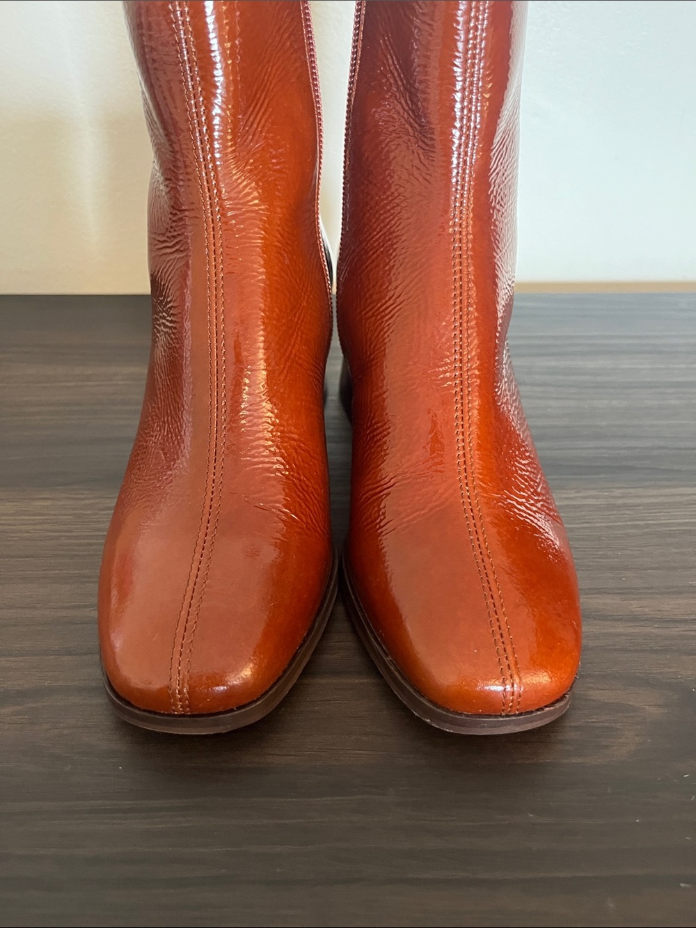 Sézane Axelle Patent Camel Ankle Boots Sz 6 - Picture 12 of 15